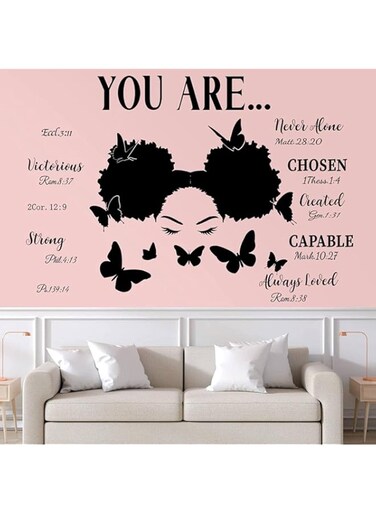 Bpa Vinyl Black Girl Inspirational Quote Wall Decal Set for Girls Bedroom 5-Pieces, 10.8-Inch x 13.8-Inch Size, Black