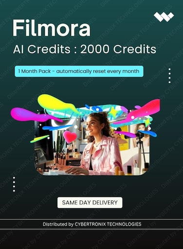 رصيد Filmora AI: ٢٠٠٠ رصيد - يُعاد تعيينه تلقائيًا كل شهر. رخصة رقمية لمدة شهر واحد.