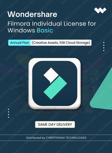 Wondershare Filmora Individual License for Windows Basic Annual Plan (Creative Assets, 1GB Cloud Storage) Digital License