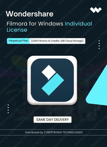 Wondershare Filmora for Windows Individual License   Perpectual Plan   (1,000 Filmora AI Credits, 1GB Cloud Storage)   Digital License   Same Day Delivery