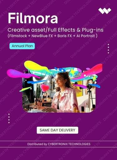 Filmora Creative Asset/Filmora Full Effects &amp;amp; Plug-ins (Filmstock + NewBlue FX + Boris FX + AI Portrait) Annual Plan Digital License
