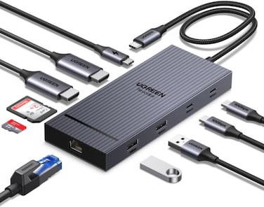 UGREEN Revodok Pro 10 in 1 USB C Dual Monitor Docking Station with SD/TF Reader, Ethernet, 10Gbps Data Ports Hub, 100W PD for Laptop, 4K@60hz, MacBook Air/Pro
