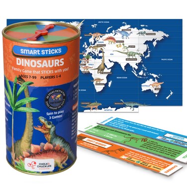 Chalk and Chuckles-Smart Sticks Dinosaurs &ndash; 3-in-1 Guessing &amp; Trivia Game