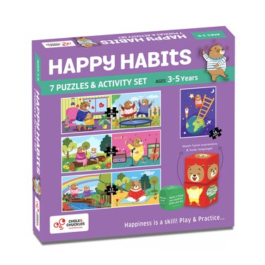 Chalk and Chuckles-Happy Habits &ndash; 7-in-1 Preschool Jigsaw Puzzle Set (6&ndash;16 Pieces)