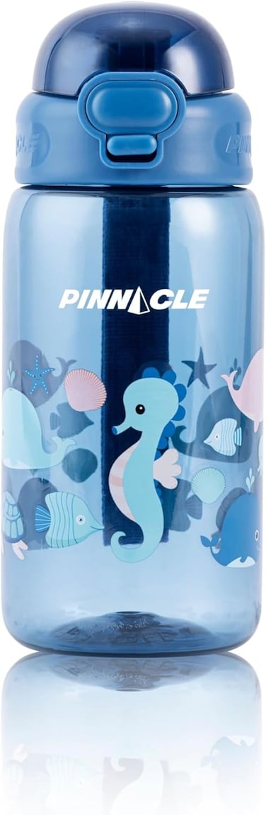 Pinnacle Promist Water Bottle For Kids With Straw &amp; Carrying Strap - 600ml BPA Free Kids Water Bottles, Easy-Clean, Kids Water Bottle For School, Toddler Water Bottle - Blue