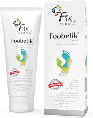 Fixderma Foobetik Cream, Foot Cream, Foot Care, for Dry &amp; Cracked Feet, Moisturizes &amp; Soothes Feet, Heel Repair, for Calloused, Or Chapped Skin, Paraben Free 100gm