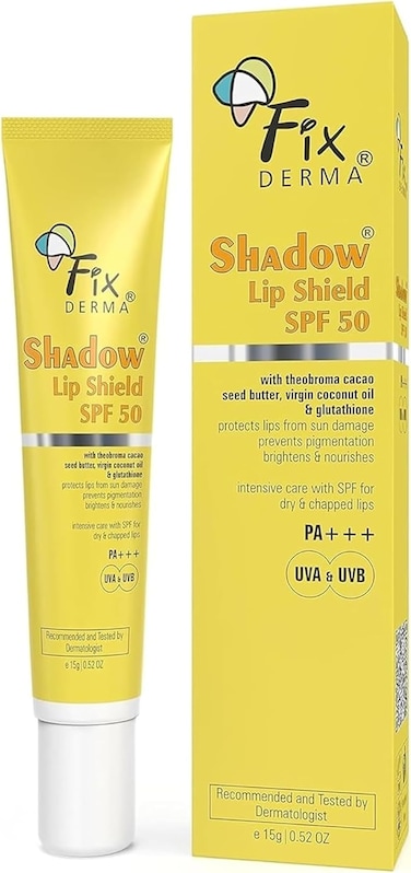 فيكسيرما واقي شفاه شادو بعامل حماية من الشمس 50 مع زبدة بذور الكاكاو الثيوبروما وزيت جوز الهند البكر والجلوتاثيون يمنع التصبغ واضرار الشمس, PA+++، واقي من اشعة الشمس فوق البنفسجية A وB - 15 غرام