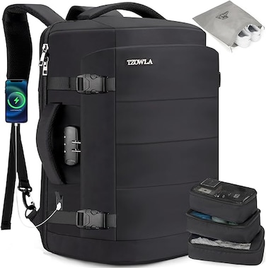 Tzowla Travel Laptop Backpack for Men Women Flight Approved,40L Large Capacity Water Resistant Anti Theft Backpacks
