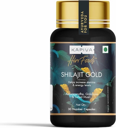 Kapiva Shilajit Gold 30 Capsules, Contains 24 Carat Gold, Boosts Stamina In 4 Weeks, 100% Ayurvedic
