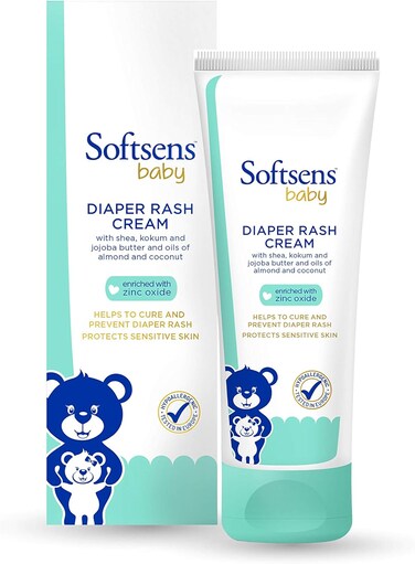 Softsens Baby Diaper Rash Cream Enriched with Zinc Oxide, Shea &amp; Jojoba Butter 50G