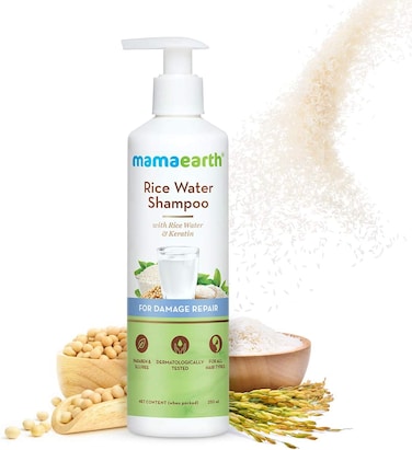 Mamaearth Rice Water Shampoo With Rice Water &amp; Keratin For Damaged, Dry and Frizzy Hair ? 250ml