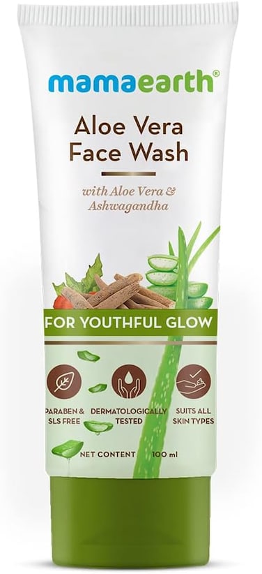 Mamaearth Aloe Vera Face Wash with Aloe Vera &amp; Ashwagandha 100 ml