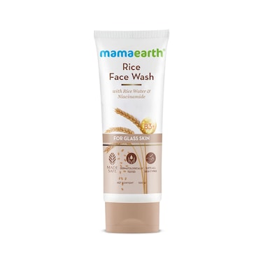MAMAEARTHRice Water Face Wash with Niacinamide, Gentle Exfoliating Cleanser for Radiant Skin, Hydrating Formula, All Skin Type, 3.38 Fl Oz (100ml)