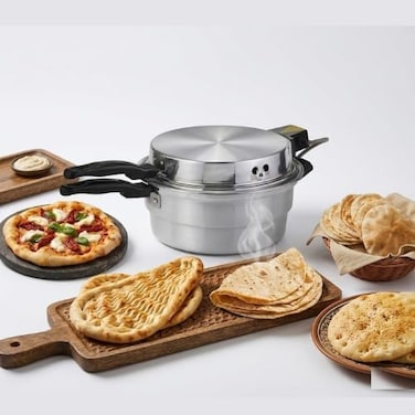 Electric Roti Maker 32CM 1200W Nonstick Aluminum Arabic Bread Maker for Pita Khubz Saj Chapati Khameer Naan Flatbread and Mini Pizza Fast Heating Electric Tortilla Maker with Heat Resistant Handles