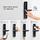 Smart Bluetooth Lock for Wooden &amp; Metal Doors, 4-Way Access, OzoLife App, Fingerprint, Password, RFID Card, 35-80 mm Door Thickness