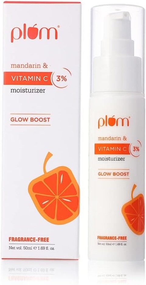Plum 3% Vitamin C Moisturizer with Mandarin For Uneven Skin Tone Dull Skin, Fragrance-Free, 100% Vegan, 50 ml