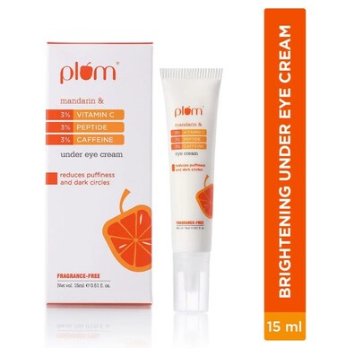 Plum 3% Vitamin C, 3% Peptide &amp; 3% Caffeine Under Eye Cream with Mandarin 15ml