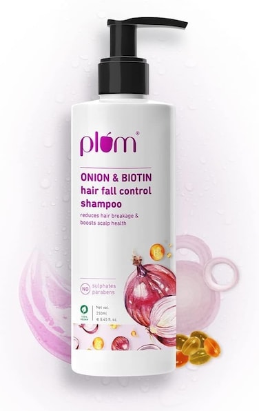 شامبو البرقوق والبصل والبيوتين للتحكم في تساقط الشعر لجميع أنواع الشعر، يقلل من تكسر الشعر، ويعزز صحة فروة الرأس 250 مل