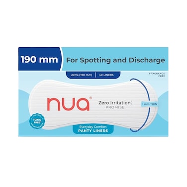 Nua Panty Liner for Women, Everyday Comfort, Soft &amp; Breathable Pantyliners for Women &ndash; 190mm Long (40 Liners)