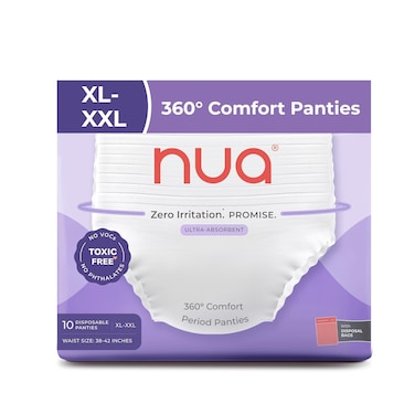 Nua Disposable Period Pantie for Women, Ultra-Absorbent &amp; Zero Irritation Period Underwear &ndash; XL-XXL (Pack of 10)
