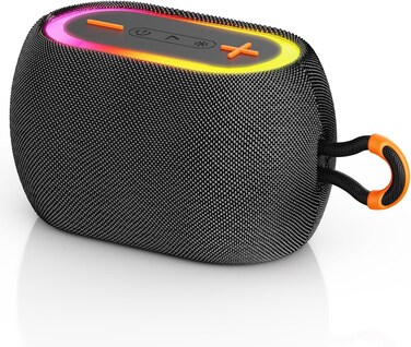Bluetooth Speaker Wireless with Lights, 2500mAh Battery All Day Playtime, TWS Pairing, BT5.3, Ideal for Outdoor, Pool, Travel, Black