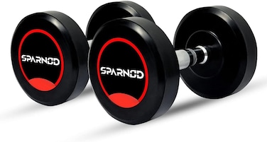 Sparnod Fitness SDR-2.5_Pair Round Rubber Coated Dumbbells With Metal Handle For Strength Training And Body Workout