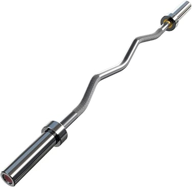 Sparnod Fitness SROEZ-4 Curl Zig Zag Bar With Collars Heavy Duty Steel Weightlifting Rod For Home Gym Exercises