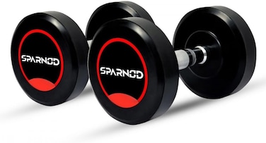 Sparnod Fitness SDR-17.5_Pair Sparnod Fitness Round Rubber Coated Dumbbells With Metal Handle For Strength Training And Body Workout 35 Kg