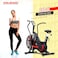 SPARNOD FITNESS SAB-11 Upright Air Bike Exercise Cycle for Home Gym - Dual-Action Handlebars with Belt and Chain Transmission System, 10-Blade Fan Flywheel, LED Display, Adjustable Seat, Mobile Holder