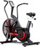 SPARNOD FITNESS SAB-11 Upright Air Bike Exercise Cycle for Home Gym - Dual-Action Handlebars with Belt and Chain Transmission System, 10-Blade Fan Flywheel, LED Display, Adjustable Seat, Mobile Holder