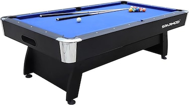 Sparnod Fitness SPT-700 Billiards Pool Table &ndash; Durable MDF Frame, Blue Wool Cloth Surface, Complete Set Included, Easy Assembly, Ideal for Family &amp; Pool Hall Use (7 Feet)