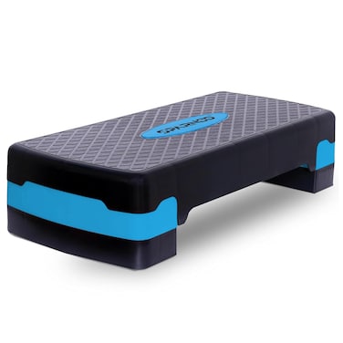 Sparnod Fitness SAS-1000 Aerobic Gym Stepper for Exercise at Home, Adjustable Height, Anti-Skid Surface, Supports up to 225 kg, Compact &amp; Portable, Ideal for Cardio, Strength Training &amp; Pilates (Blue)