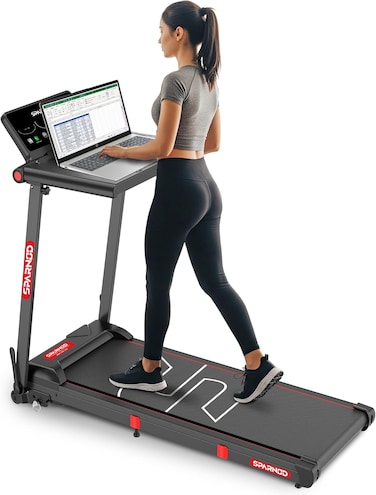 Sparnod Fitness&nbsp;STH-3085 Foldable Treadmill for Home Use &ndash; 2.5 HP Motor, 12 Preset Programs, 12 km/h Speed, Manual Incline, Bluetooth Speaker, LED Display, Shock Absorption, 90kg Max Weight