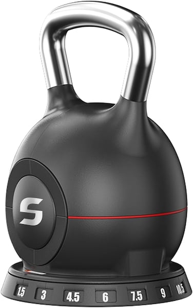 Sparnod Fitness SK-12 Adjustable Kettlebell 10kg &ndash; 7-in-1 Adjustable Weight System, One-Hand Adjustment Ergonomic Grip, Steel &amp; ABS Build Safe, Compact Full-Body Workouts