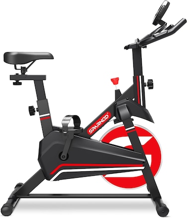 Sparnod Fitness SSB-08N Spin Bike for Home 8 kg Flywheel, Digital Display Console, Heart Rate Sensor, Fully Adjustable Seat &amp; Handlebar, Silent Belt Drive, Carbon Steel Frame, Max User Weight 130kg