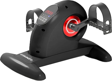 Sparnod Fitness SMB-625 Electric Mini Exercise Bike, Portable Pedal Exerciser with Remote Control, LCD Display for Time Speed Distance Calories, Quiet Motor, Forward &amp; Reverse Motion, 150kg Capacity