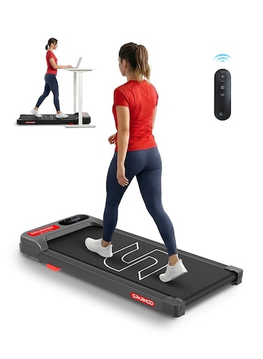 Sparnod Fitness STH-2001 Walking Pad for Home Use, 2.25 HP Motor 1&ndash;6 km/h Speed, Manual Incline 2 Levels, LED Display for Time, Distance, Speed &amp; Calories, Shock Absorption, Compact Design, 85kg Max Weight