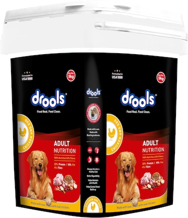 Drools Adult Dry Dog Food, Chicken &amp; Egg, 5 Kg In a Container   100% Balanced Diet With Real Chicken, Omega 3 &amp; 6 For Healthy Skin &amp; Coat, Protein &amp; Calcium For Strong Joints &amp; Mobility