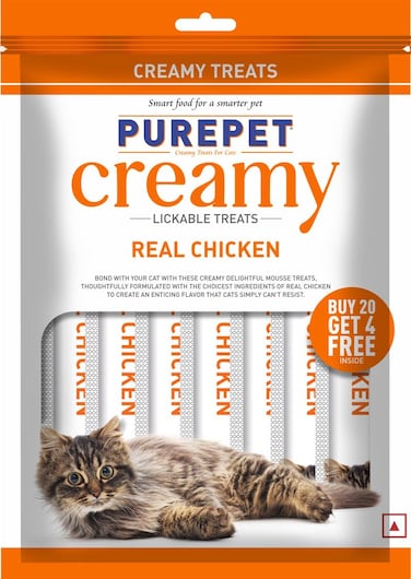 Purepet Creamy Chicken Cat Treats 24x15g (360Gm)