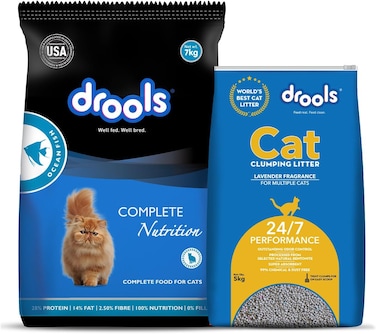 Drools Dry Adult Cat Food Ocean fish 7kg with 5kg Drools Cat Litter Free   100% Nutritious Diet With Real Fish
