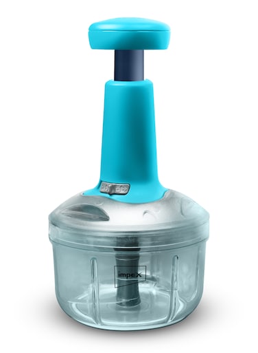Impex Push Chopper - 650ml Capacity Food Chopper, Stainless Steel 3 Blades, Ergonomic Handy Design, Push Button Lock, Food-Grade Plastic Transparent Body, Lightweight &amp; Portable - IC 650