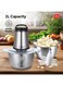Impex Electric Food Chopper 2in1 Combo  350W Powerful Motor  Dual 2L Glass &amp; Stainless Steel Bowls  Double Layer 4 Stainless Steel Blades   2 Speeds Control  Motor Overheat Protection  Anti-Slip Ring