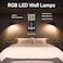 Baytion Wireless Wall Lamp,Rechargeable Wall Lamp with 3 Color &amp; Dimmable RGB Colors Wall Lighting,Wireless Reading Light with 360&deg;Rotatable Wall Sconce for Bedside,Stairs Gallery (Black)
