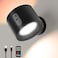 Baytion Wireless Wall Lamp,Rechargeable Wall Lamp with 3 Color &amp; Dimmable RGB Colors Wall Lighting,Wireless Reading Light with 360&deg;Rotatable Wall Sconce for Bedside,Stairs Gallery (Black)
