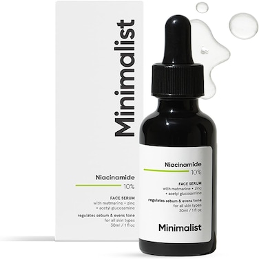 Minimalist 10% Niacinamide Face Serum For Acne Marks, Blemishes &amp; Oil Balancing With Zinc, Skin Clarifying Anti Acne Serum For Oily &amp; Acne Prone Skin (30ml (Pack Of 1))