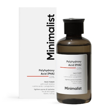 Minimalist3% PHA Alcohol Free Hydrating Face Toner for Pore Tightening, Mild Exfoliation, pH Balancing &amp; Rebalancing Skin Microbiome, for Women &amp; Men, 5 Fl Oz / 150 ml