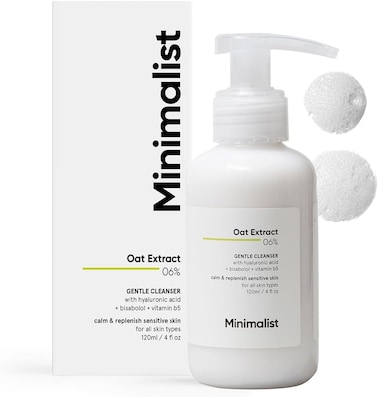 Minimalist Gentle Cleanser 6% Oat Extract For Sensitive Skin, Hydrating, Sulphate Free, Non-Drying, Non-Irritant, Gentle Face Wash With Hyaluronic Acid (120ml)