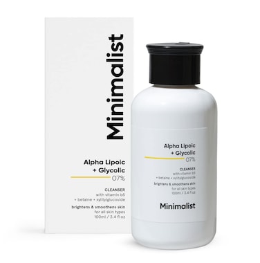 Minimalist 7% ALA &amp; AHA Face Wash for Brightening, Exfoliating, Glow &amp; Even Tone, With Vitamin B5 For Hydration &amp; Glycolic Acid For Exfoliation, 3.4 Fl Oz / 100 ml