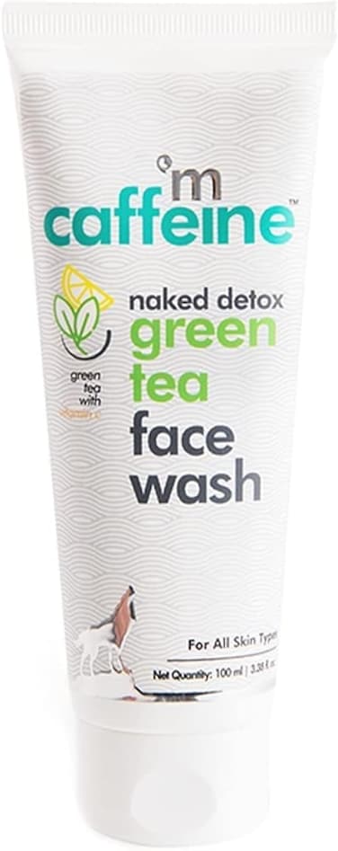 MCaffeine Naked Detox Green Tea Face Wash, Dirt Removal, Vitamin C, Hyaluronic Acid, Paraben &amp; Sls Free, 100 ml