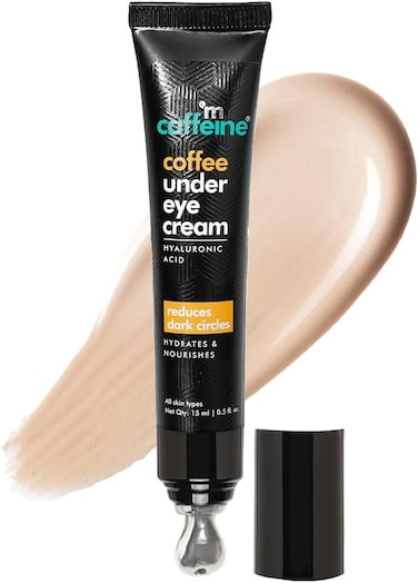 mCaffeine Coffee Under Eye Cream For Dark Circles For Women &amp; Men With Vitamin E, Hyaluronic Acid &amp; Coffee 15ml